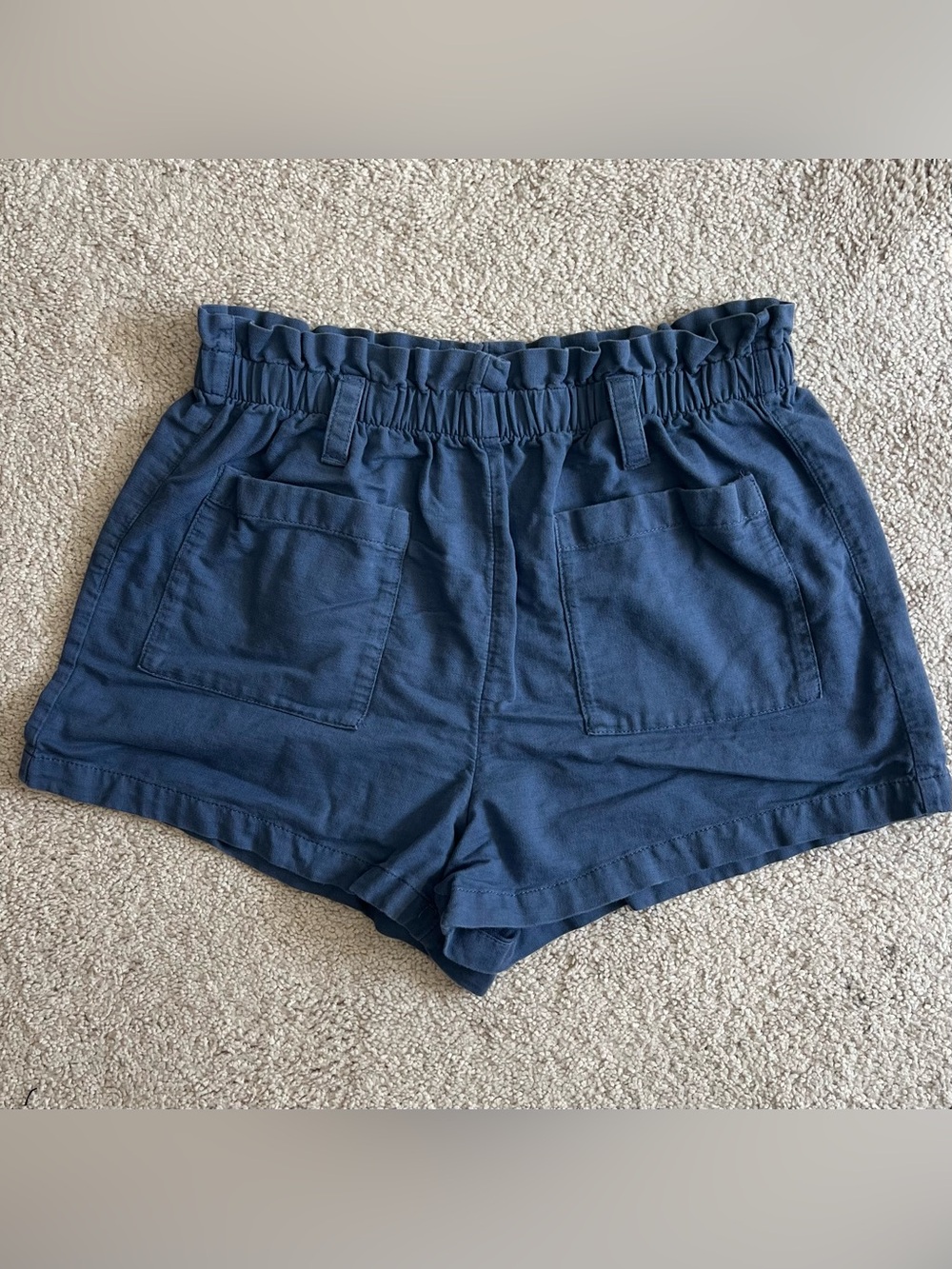 LC Lauren Conrad Navy Large Paperbag Waist Cotton Blend Shorts Patch Pockets
